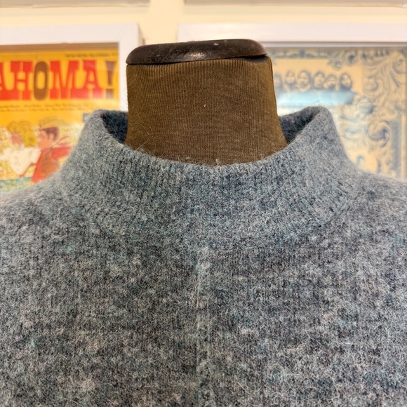Grey Blue Mock Neck Cozy Sweater - Picture 4 of 8